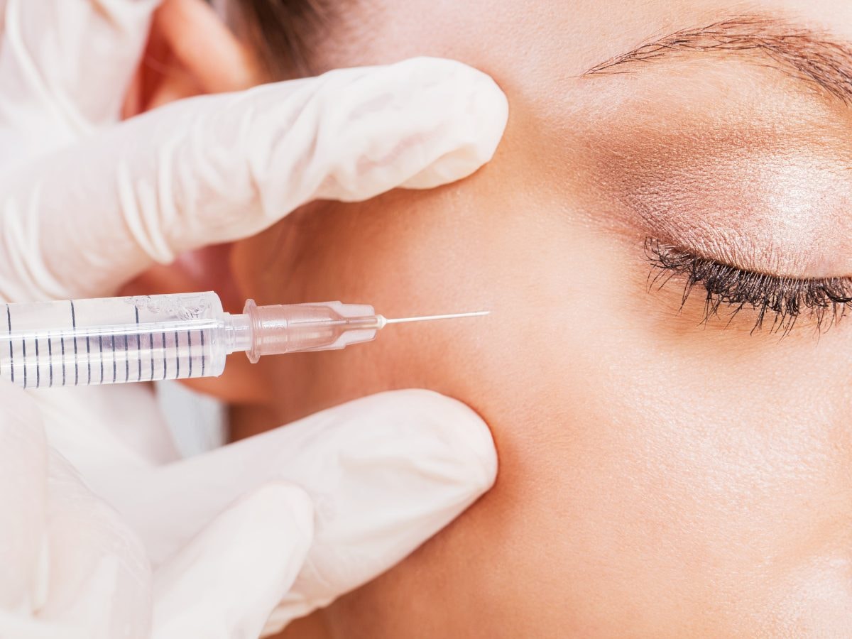 Botulinum toxin injection near the eye